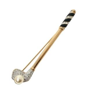 Swarovski Pearl Golf Club Brooch Vintage